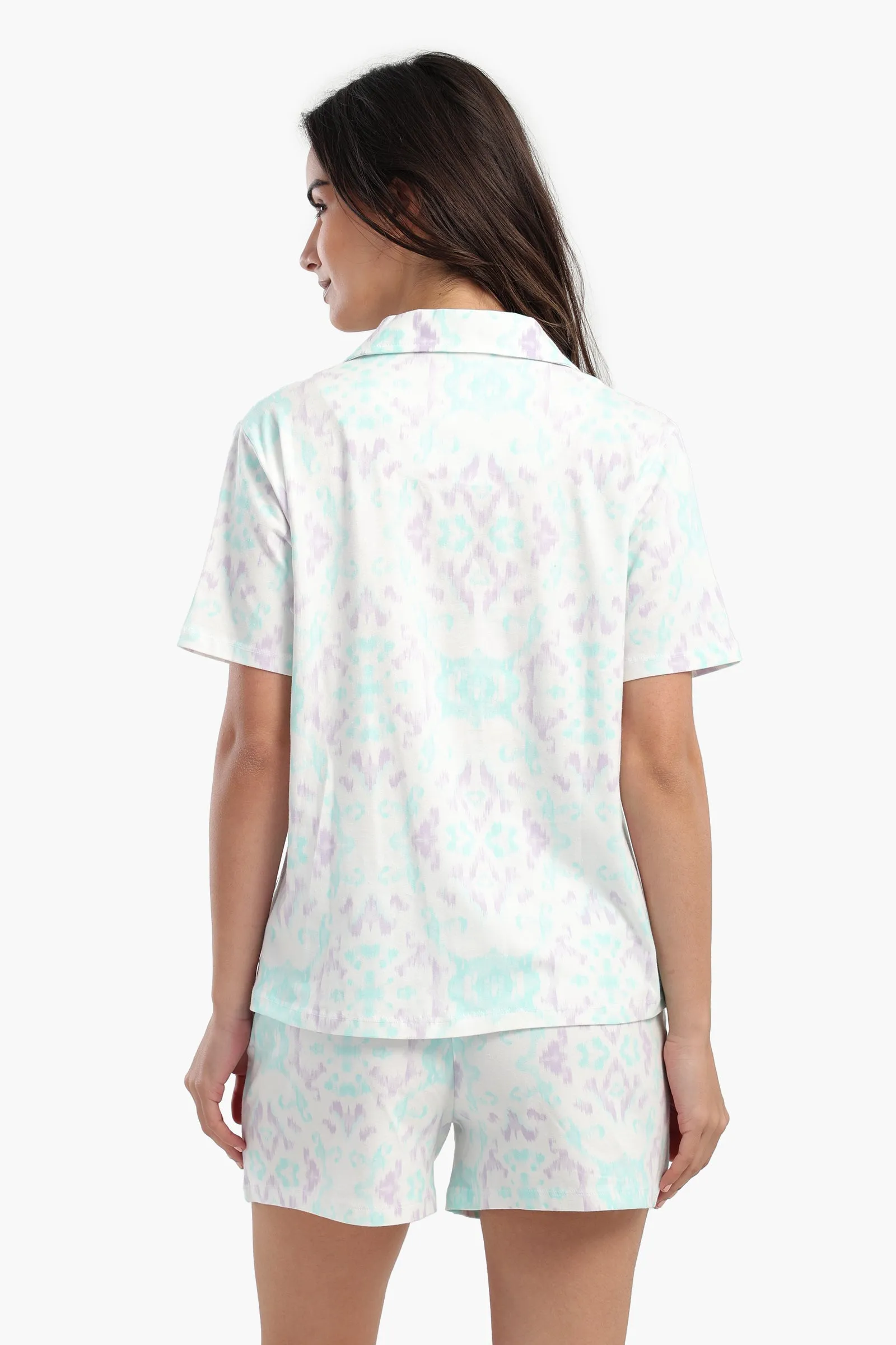 Pyjama Set with Notch Collar