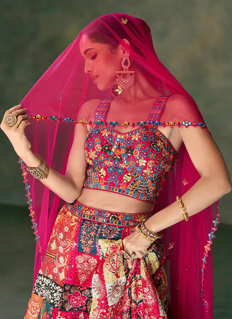 Rani Pink Multi Sequence Embroidery Wedding Lehenga Choli