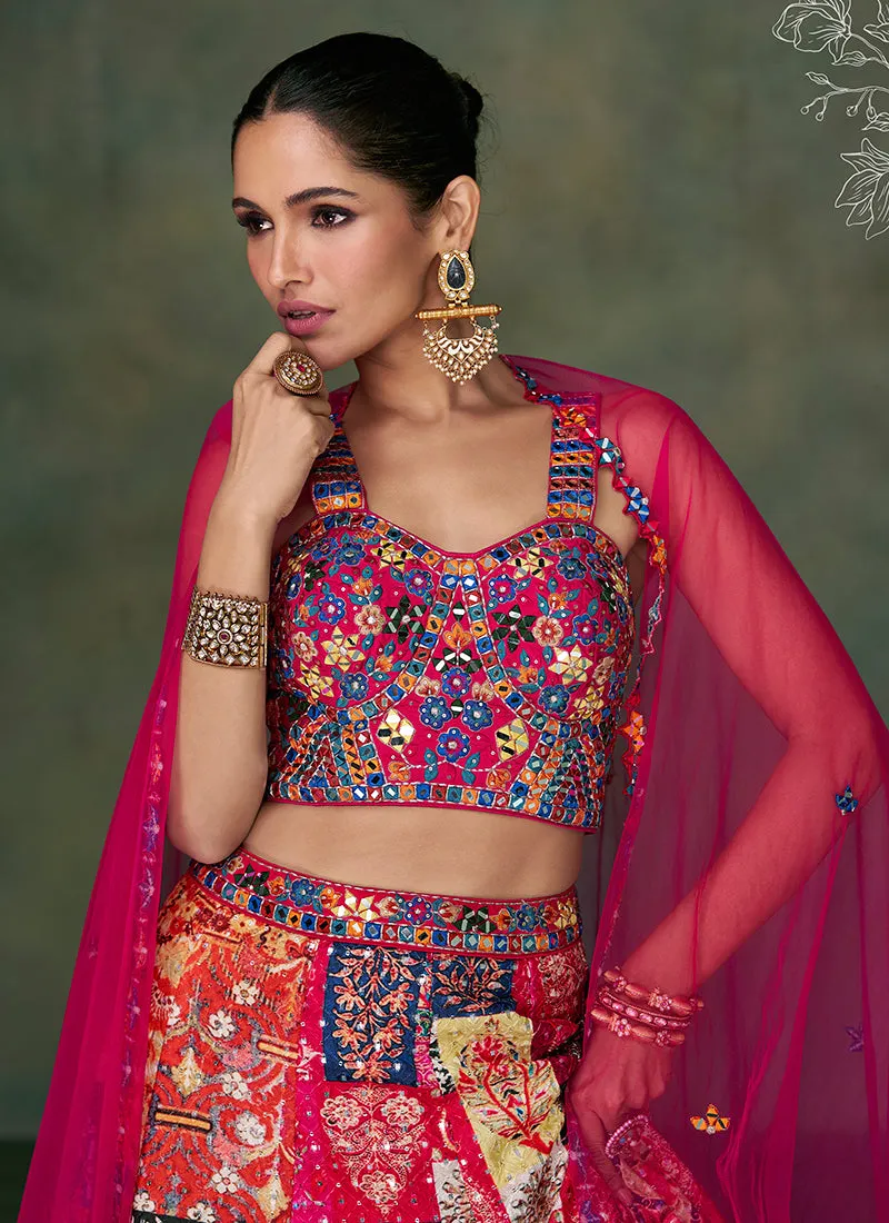Rani Pink Multi Sequence Embroidery Wedding Lehenga Choli