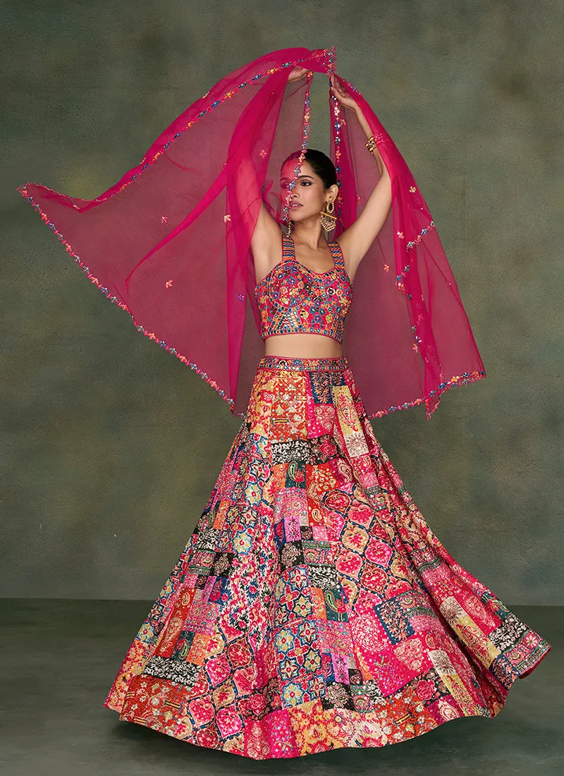 Rani Pink Multi Sequence Embroidery Wedding Lehenga Choli