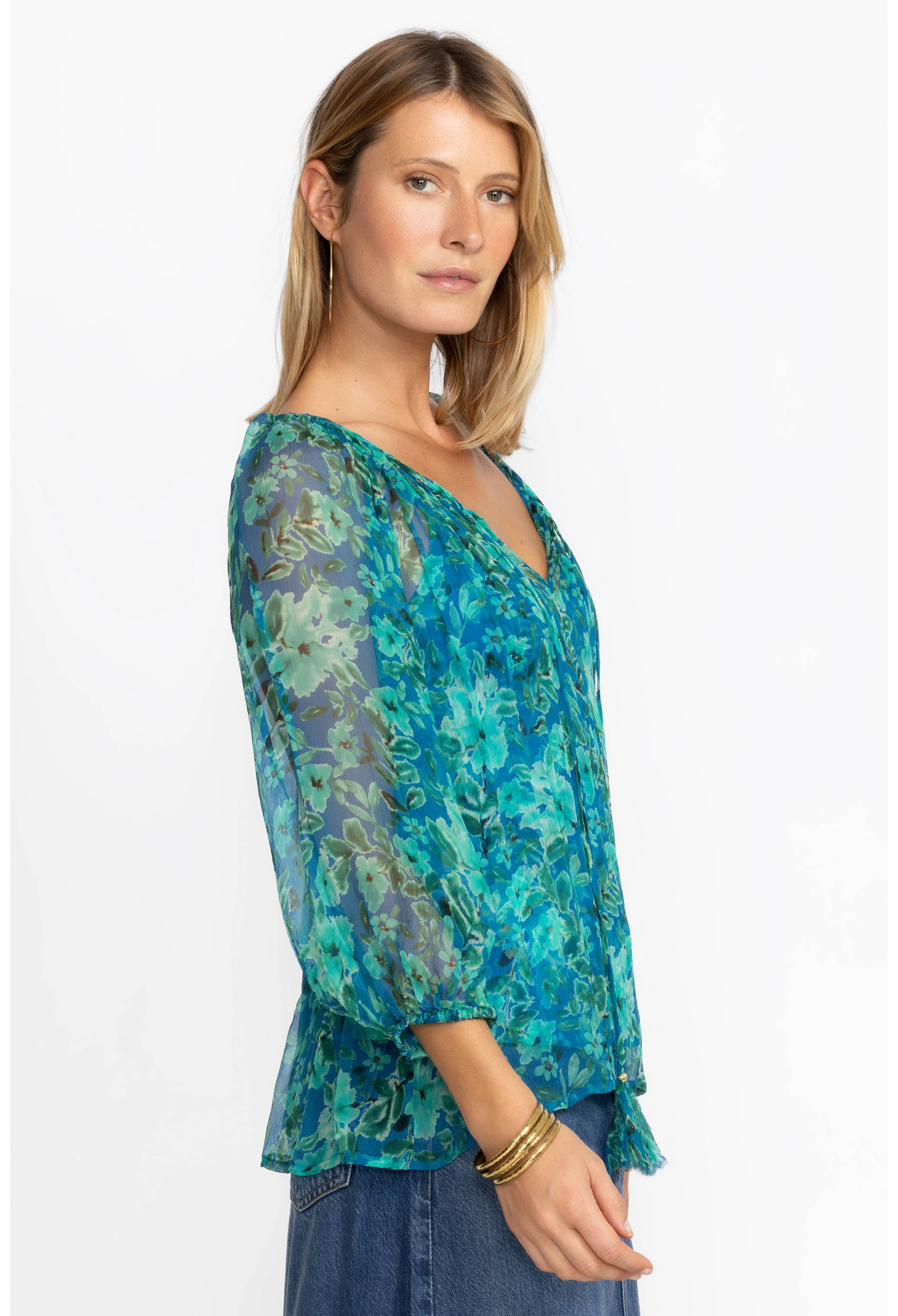 Raquel Silk Peasant Blouse