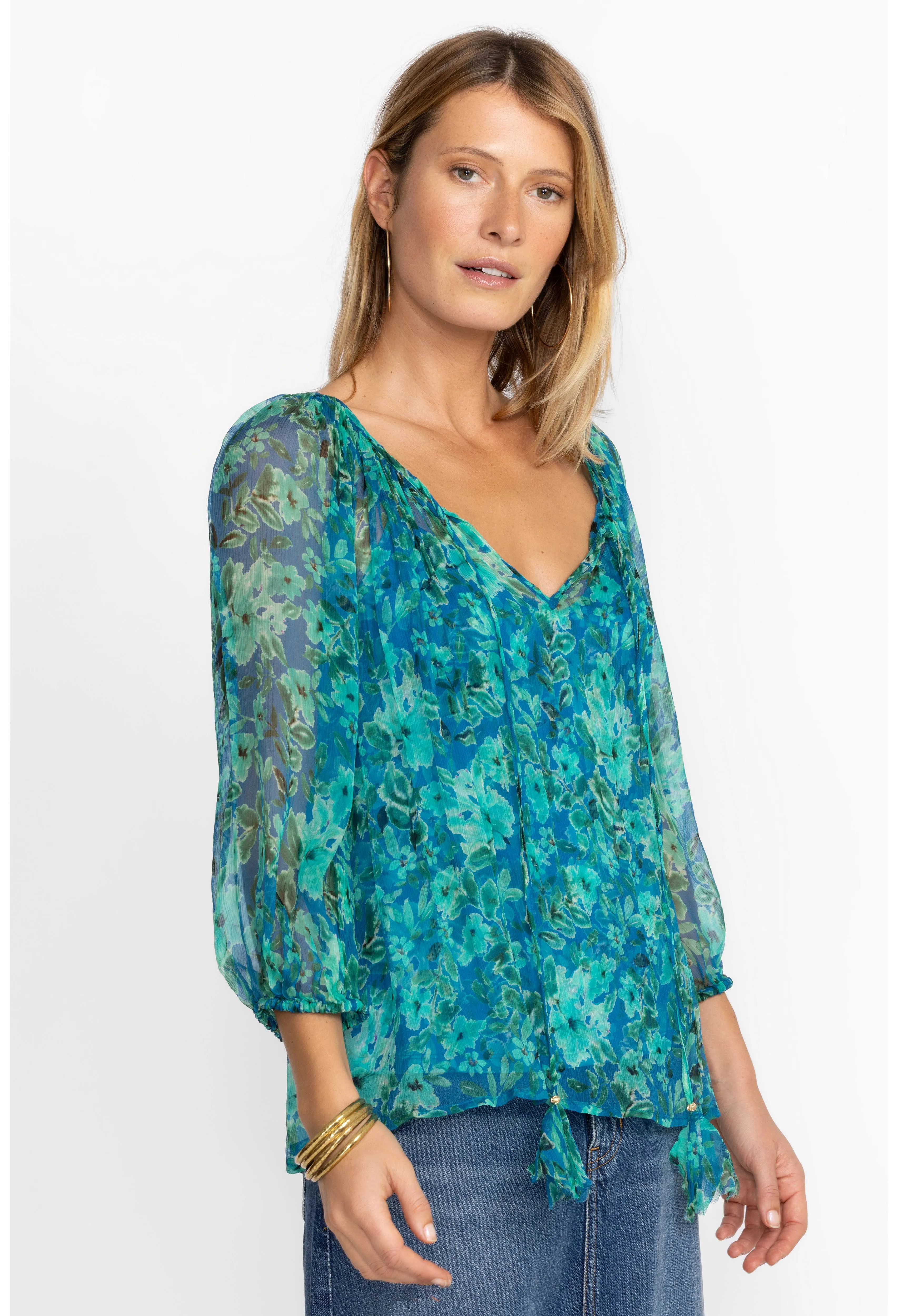 Raquel Silk Peasant Blouse