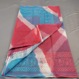 Red And Blue Cotton Kota Doria Saree