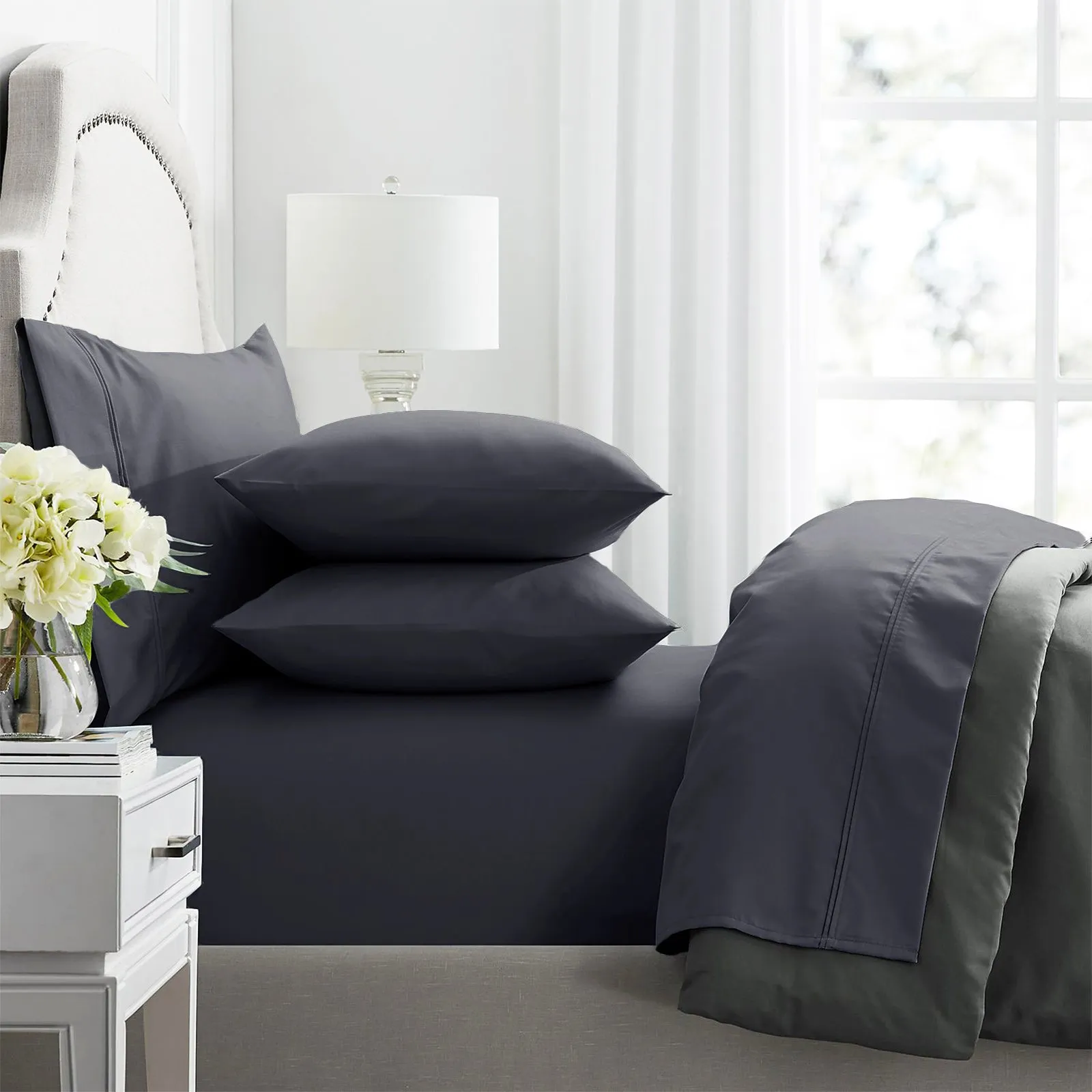 Renee Taylor Premium 1000 Thread count Egyptian Cotton sheet Set - Charcoal