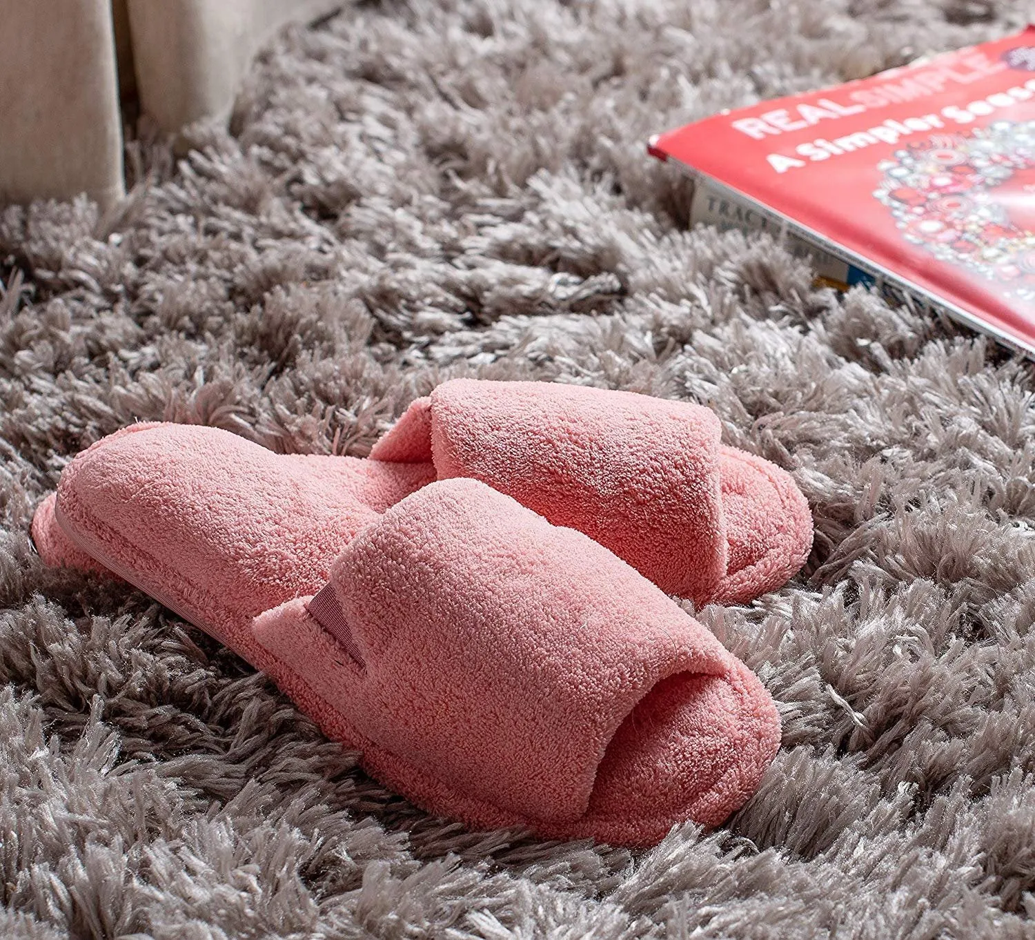 Roxoni Ultra Soft Spa Slippers for Women Cozy, Fuzzy Terry Bathroom, House and Shower Shoes