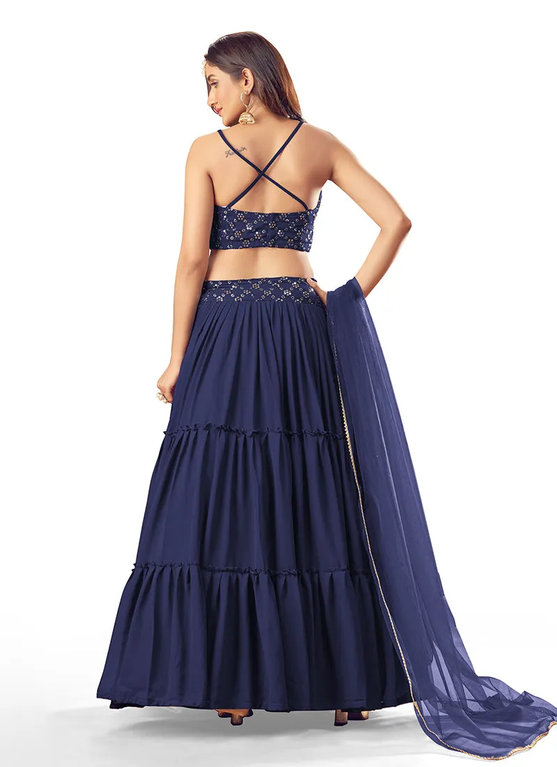 Royal Blue Sequence Embroidered Lehenga Choli
