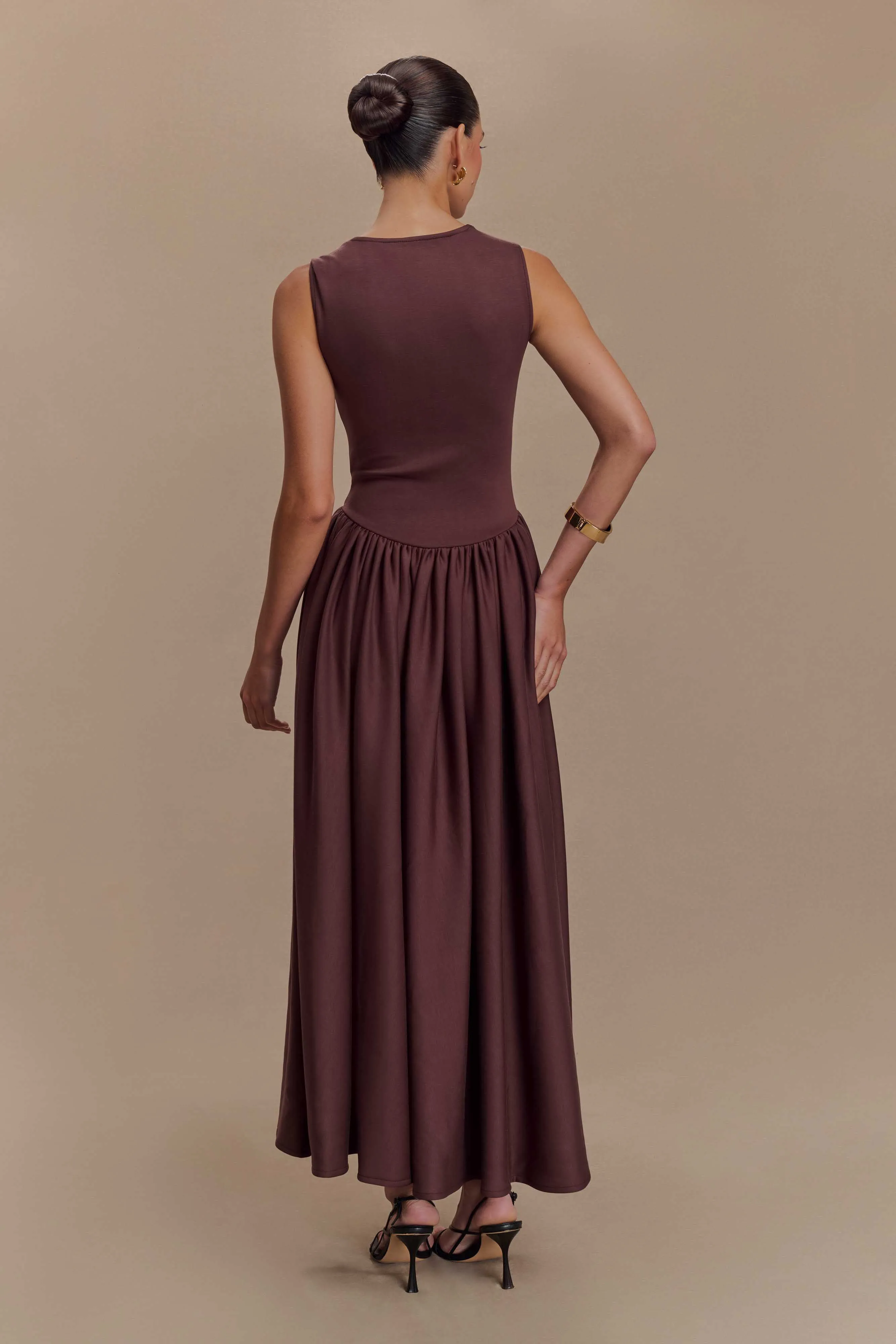 Sharon Scuba Jersey Midi Dress - Cacao Brown
