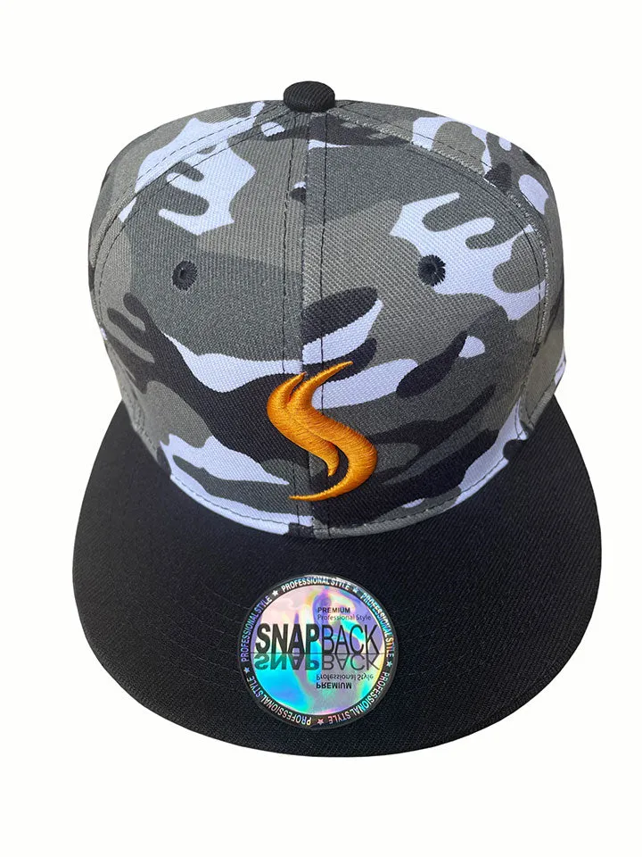 Shatterizer Camouflage Hat, ORANGE Logo, Black Bill, Limited Edition