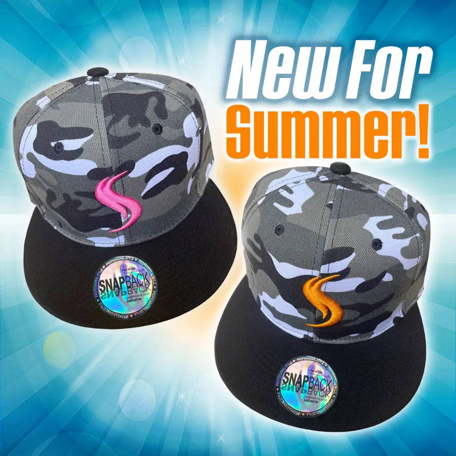 Shatterizer Camouflage Hat, ORANGE Logo, Black Bill, Limited Edition