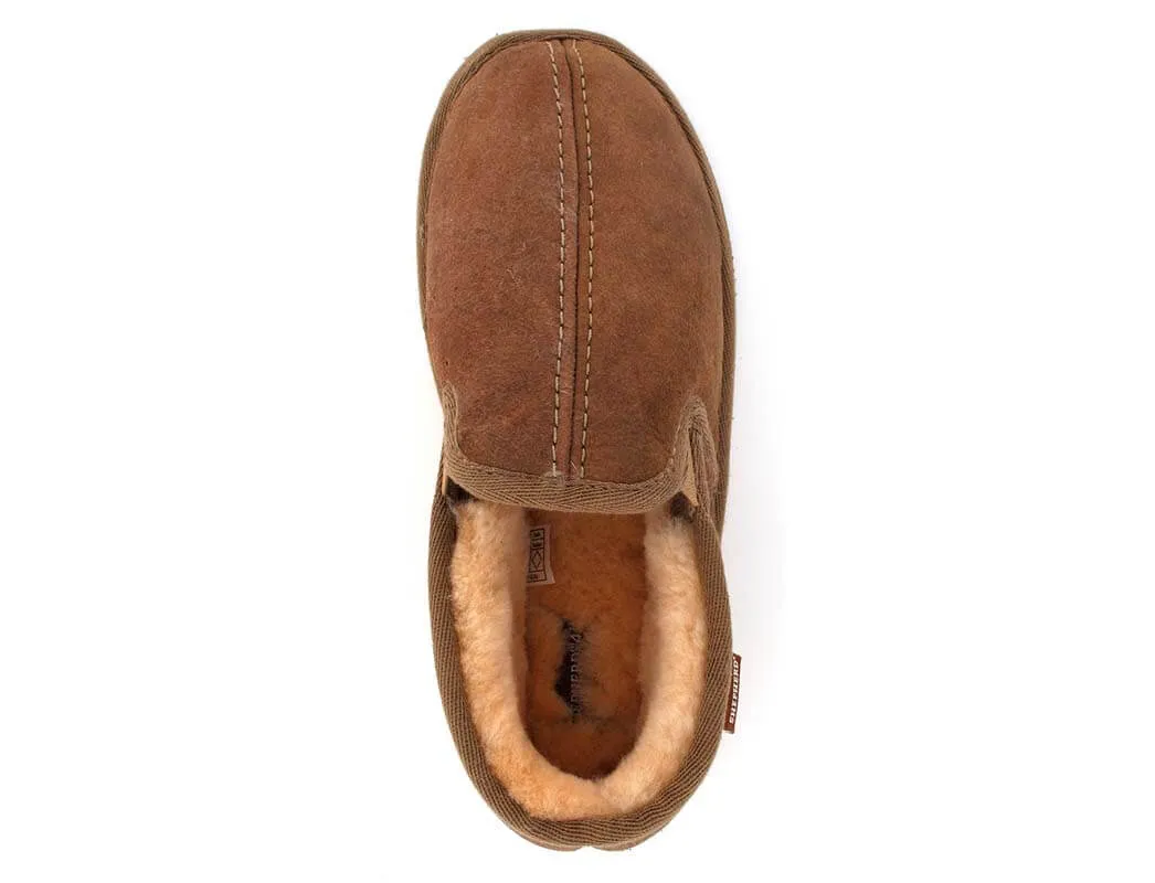 SHEPHERD Men Lambskin Slippers 'Bosse', antique cognac