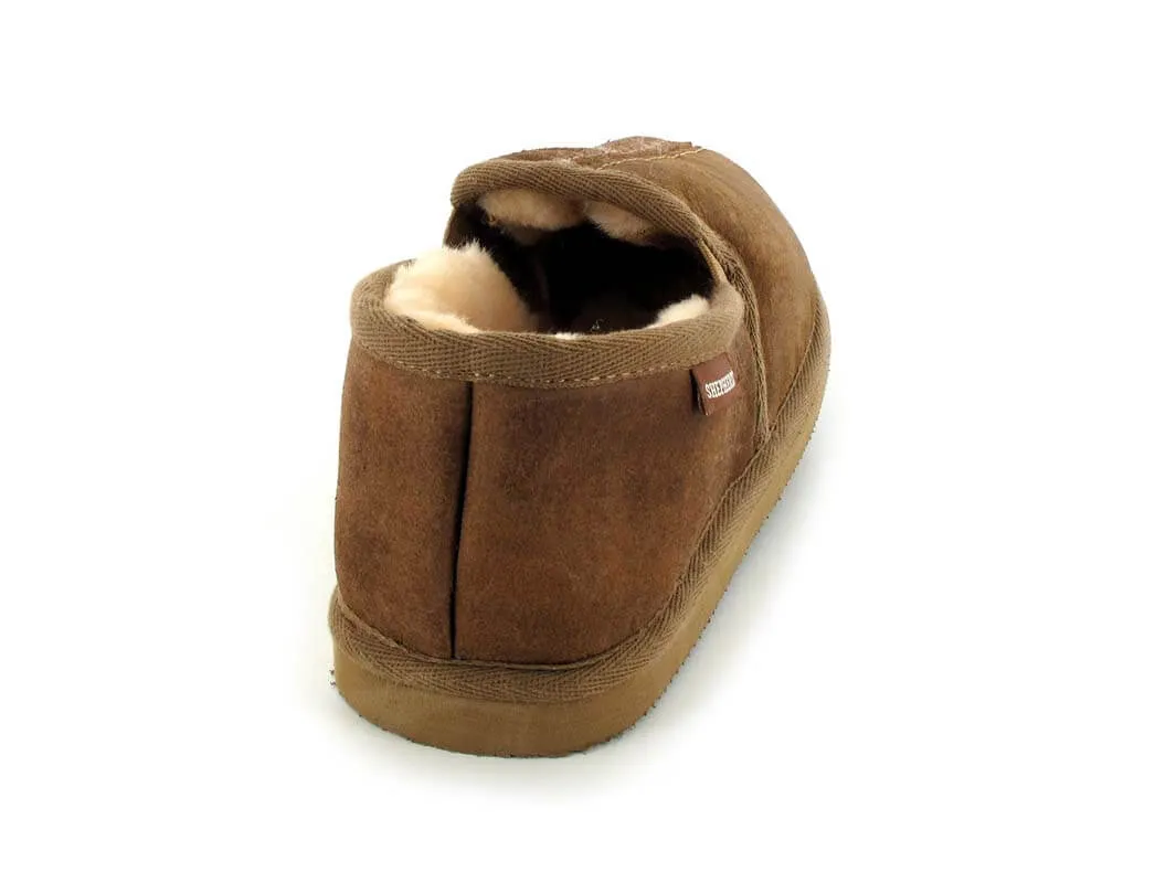 SHEPHERD Men Lambskin Slippers 'Bosse', antique cognac