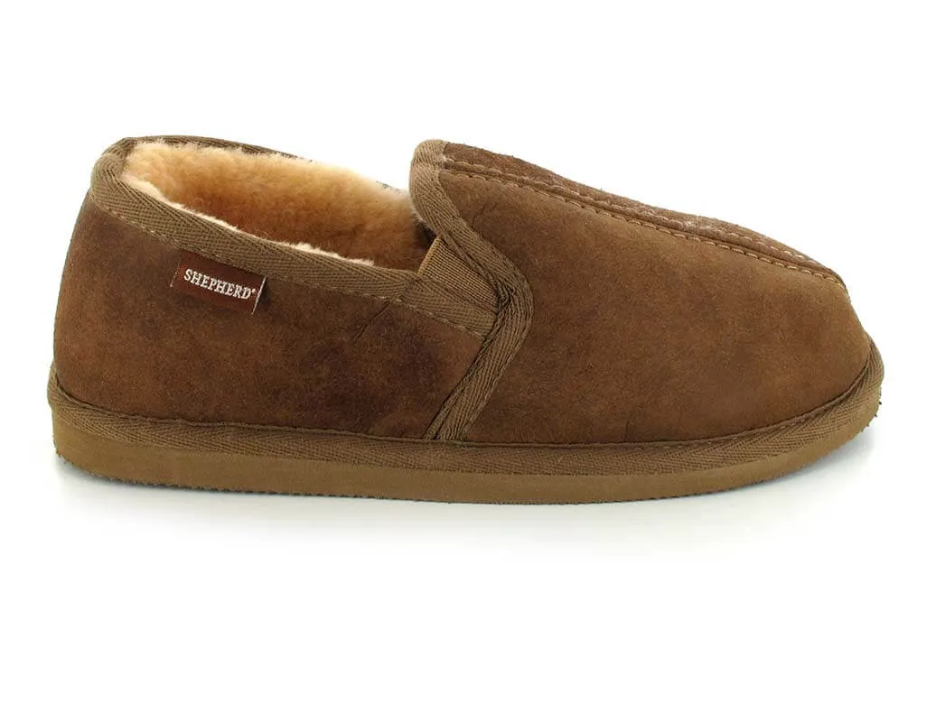 SHEPHERD Men Lambskin Slippers 'Bosse', antique cognac
