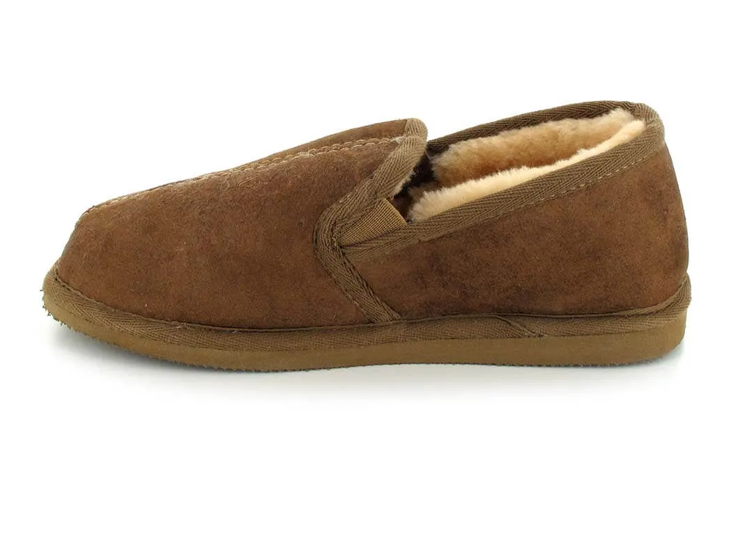 SHEPHERD Men Lambskin Slippers 'Bosse', antique cognac
