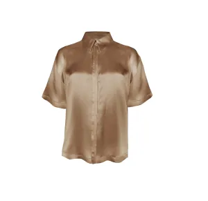 Side Button Short Sleeve Shirt - Dune Sand