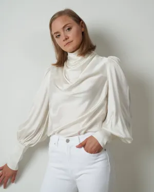 silk cowl blouse - pearl