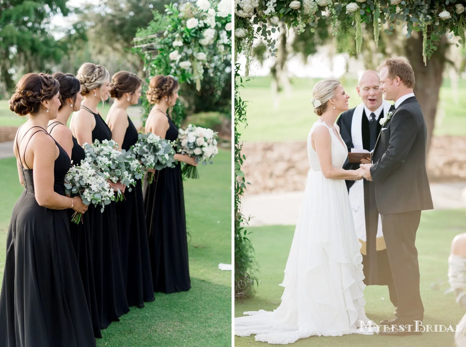 Simple Halter Strap Black Chiffon A-line Long Cheap Bridesmaid Dresses, BDS0084