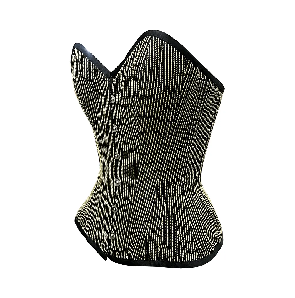 Siobhan Ivory & Black Stripe Overbust Corset