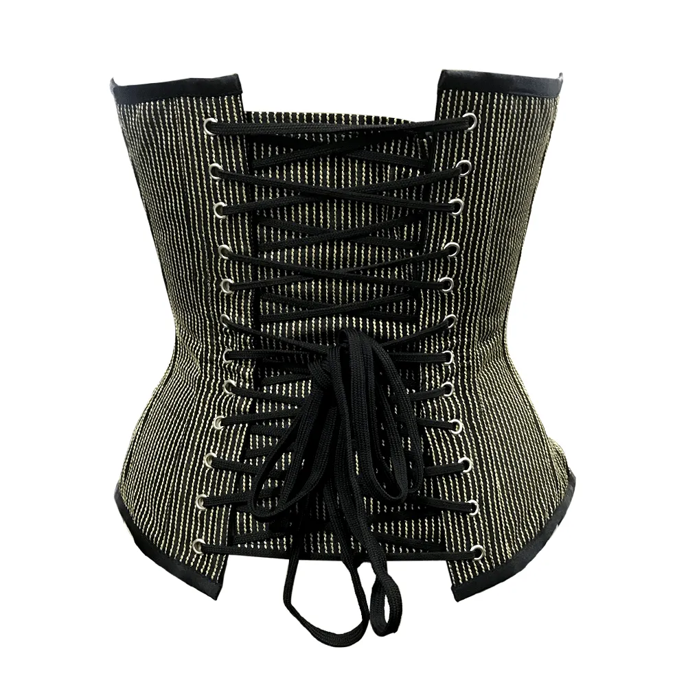 Siobhan Ivory & Black Stripe Overbust Corset