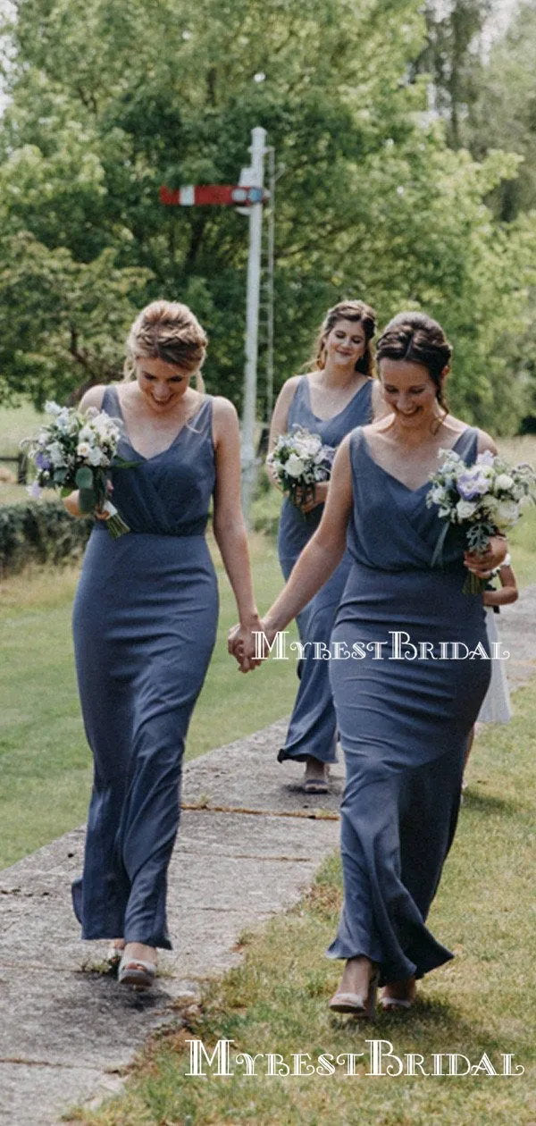 Sleeveless V-neck Charming New Arrival Mermaid Long Cheap Bridesmaid Dresses, TYP0109