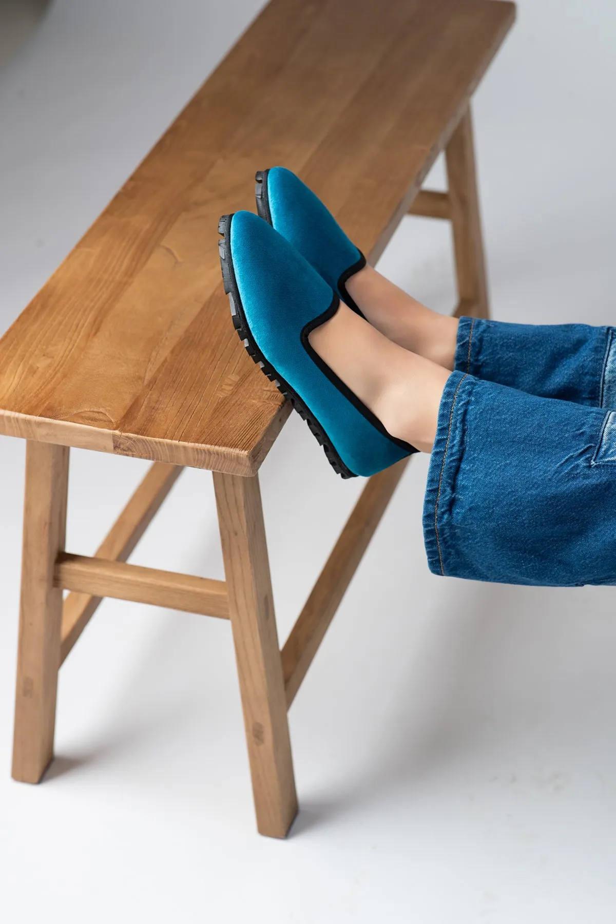 Slippers Terciopelo Azul Francia