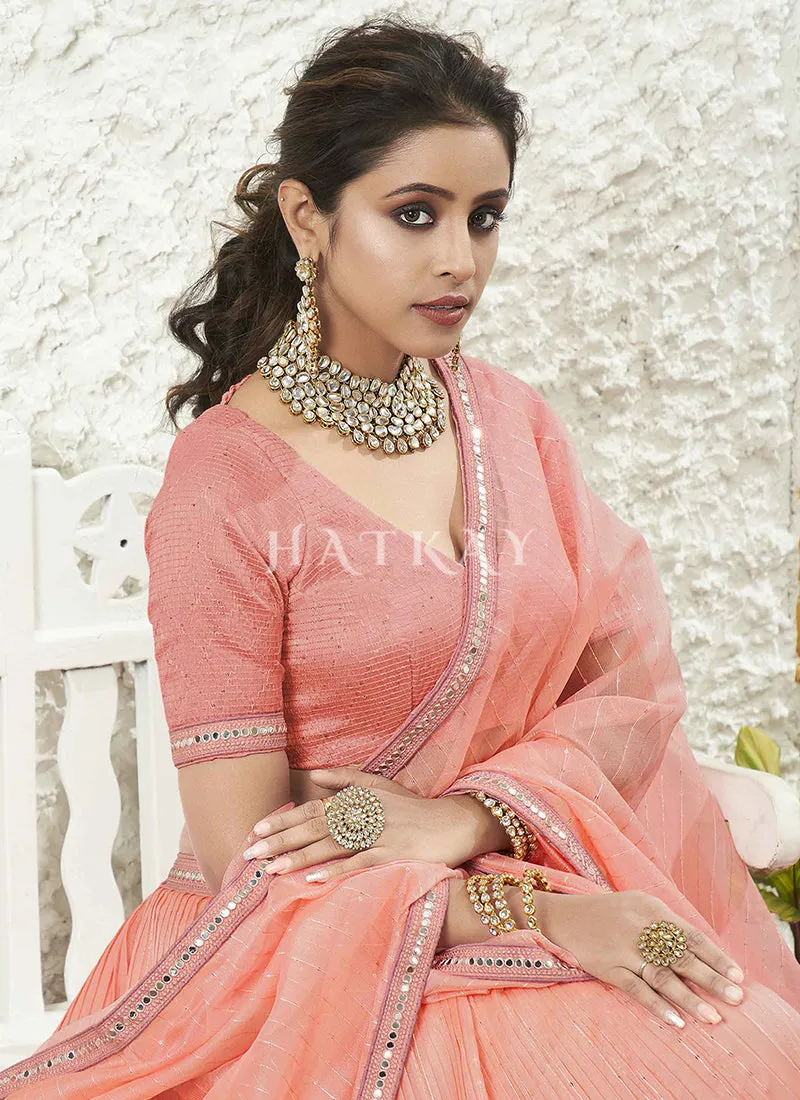 Soft Peach Embroidered Bollywood Lehenga Choli