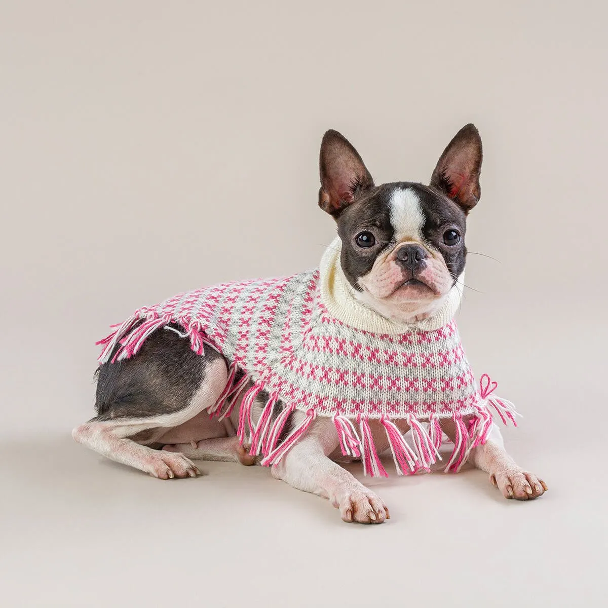 Sophia Alpaca Dog Poncho in Pink