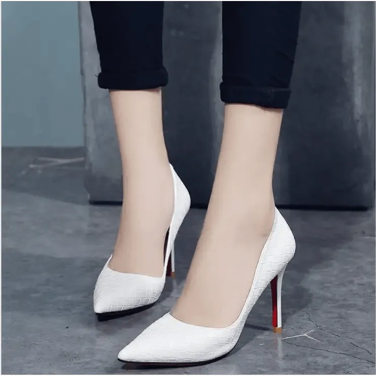 Spring High Heels: 8CM Striped Heels with Floral Elements