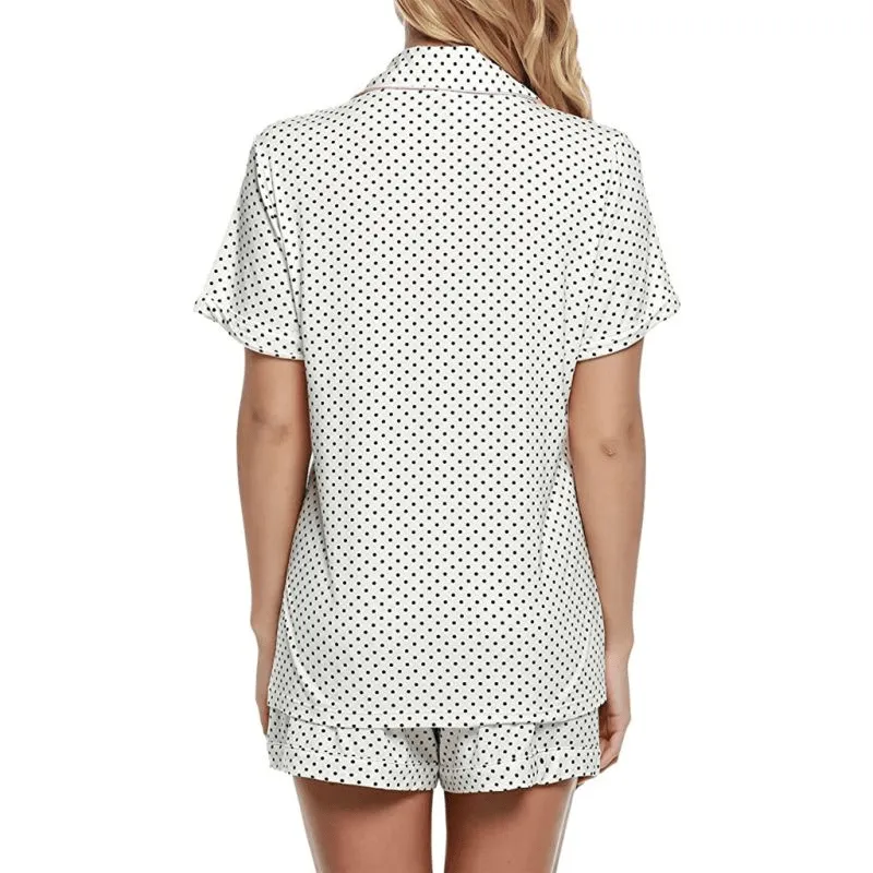 Starry Comfort Short Sleeve Button-Down Loungewear Set