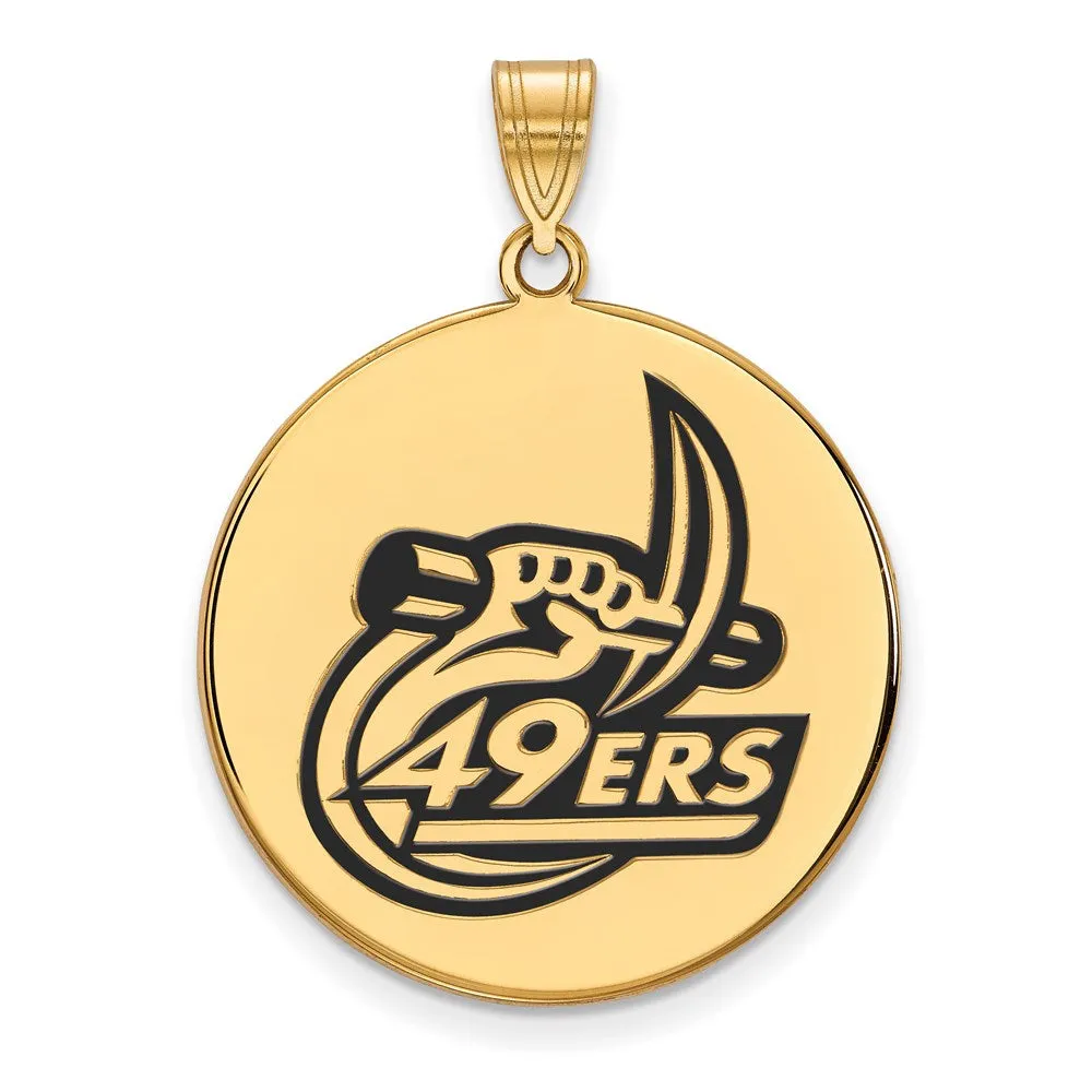 Sterling Silver Gold-plated University of North Carolina at Charlotte 49ers Extra Large Enameled Disc Pendant