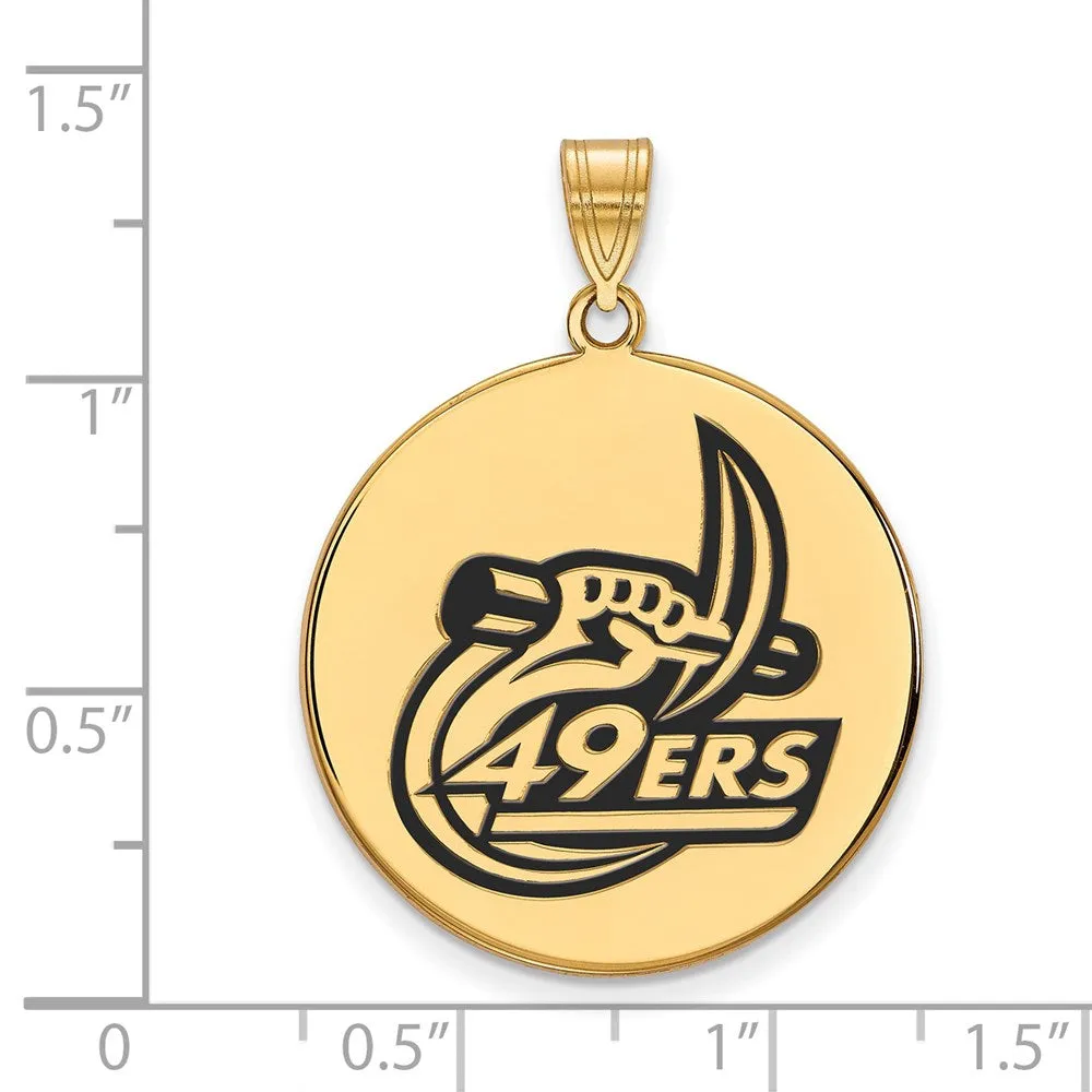 Sterling Silver Gold-plated University of North Carolina at Charlotte 49ers Extra Large Enameled Disc Pendant