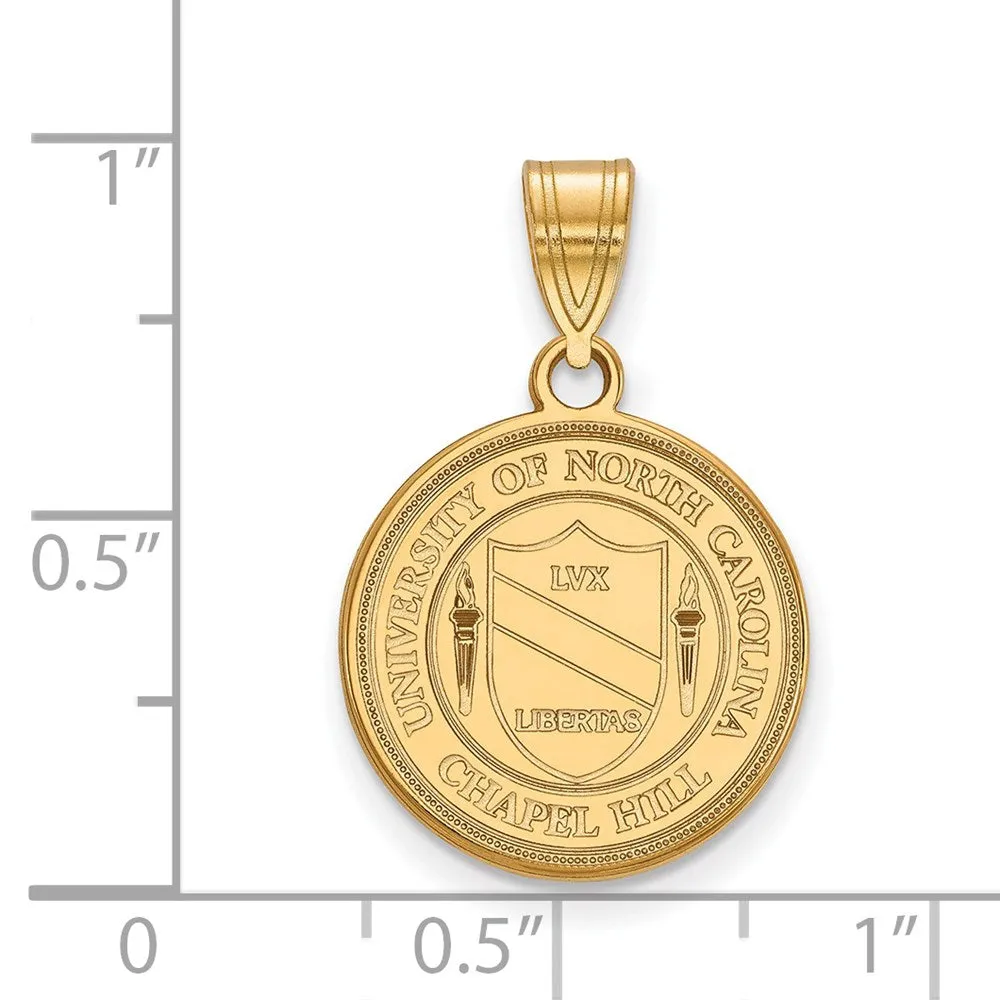 Sterling Silver Gold-plated University of North Carolina Medium Crest Pendant