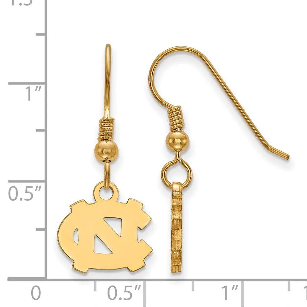 Sterling Silver Gold-plated University of North Carolina N-C Extra Small Dangle Earrings