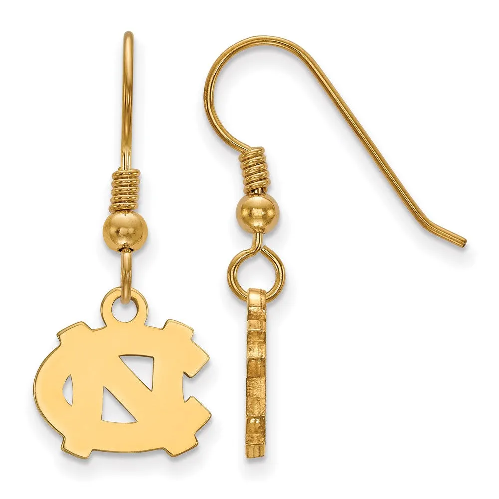Sterling Silver Gold-plated University of North Carolina N-C Extra Small Dangle Earrings