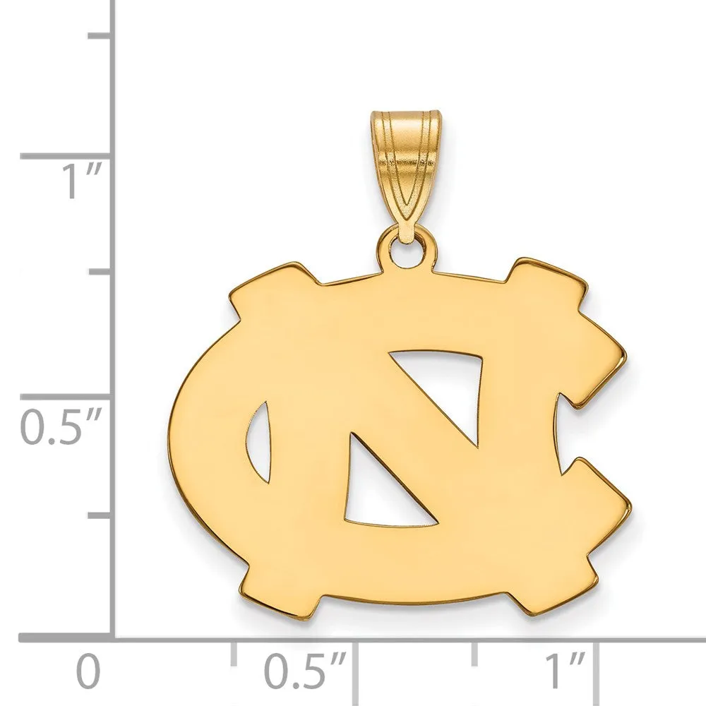 Sterling Silver Gold-plated University of North Carolina N-C Large Pendant