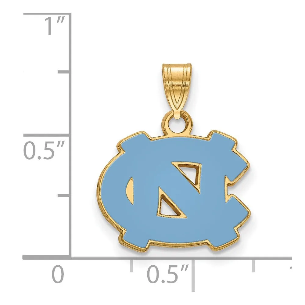 Sterling Silver Gold-plated University of North Carolina N-C Small Enameled Pendant