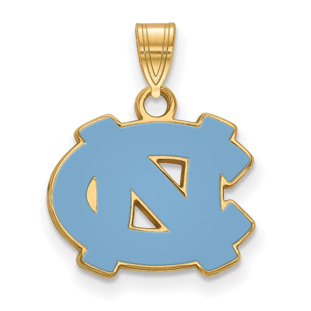 Sterling Silver Gold-plated University of North Carolina N-C Small Enameled Pendant