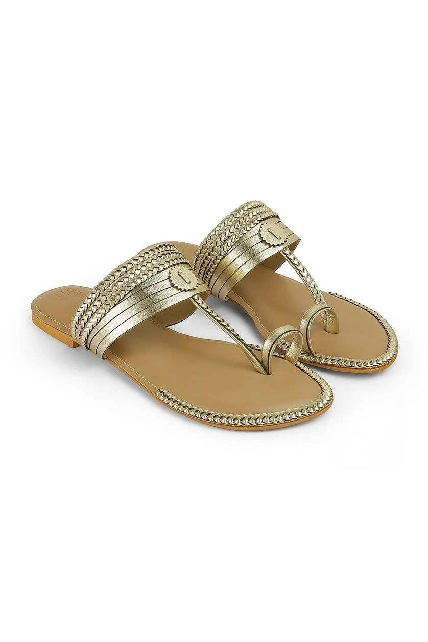 Strip Braid K Flats Gold