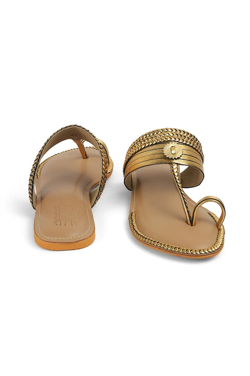 Strip Braid K Flats Gold