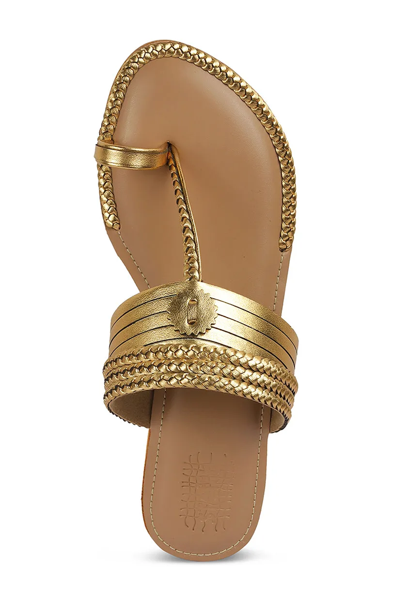Strip Braid K Flats Gold