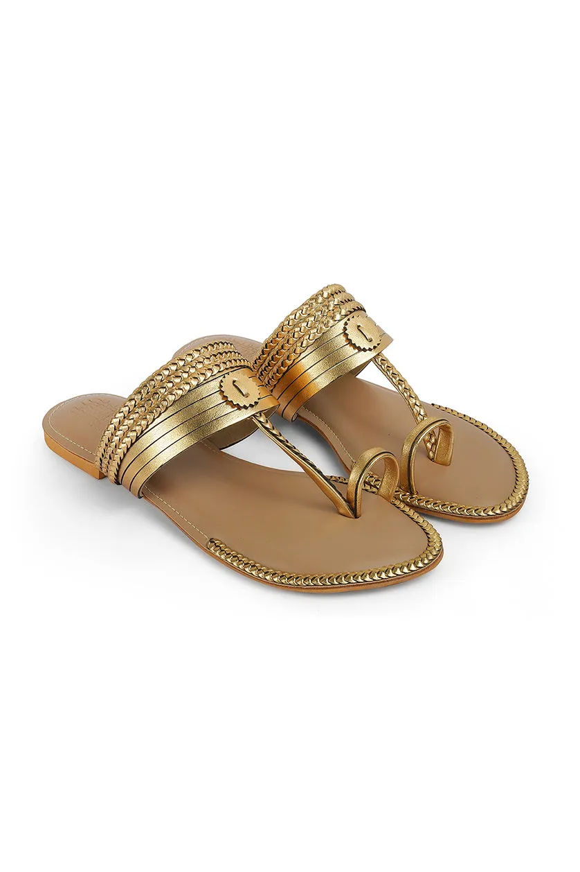 Strip Braid K Flats Gold