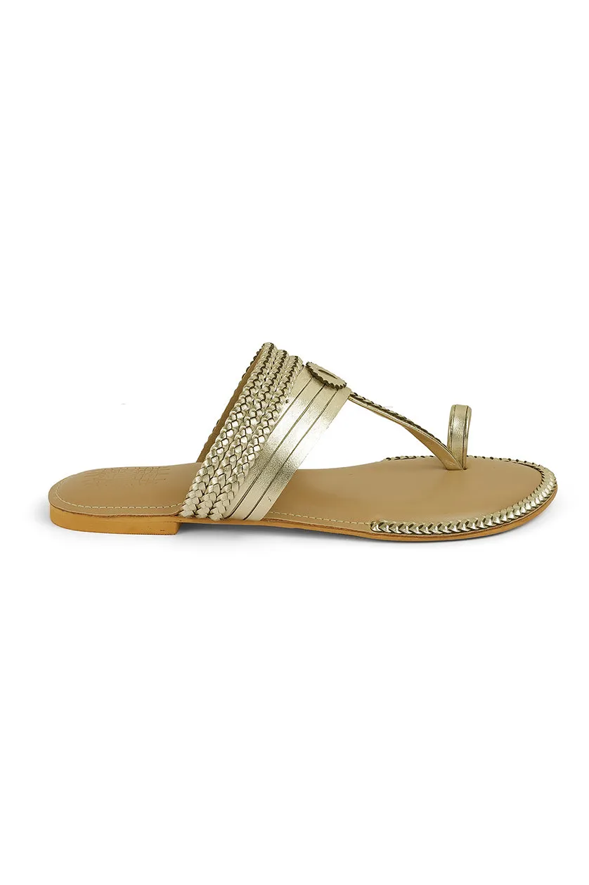 Strip Braid K Flats Gold