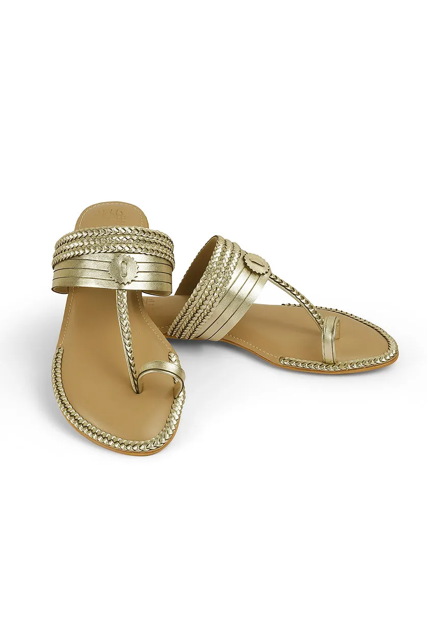 Strip Braid K Flats Gold