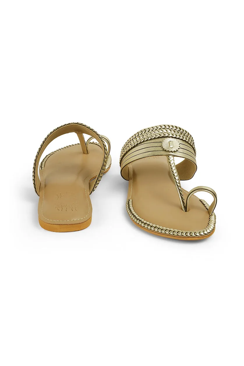 Strip Braid K Flats Gold