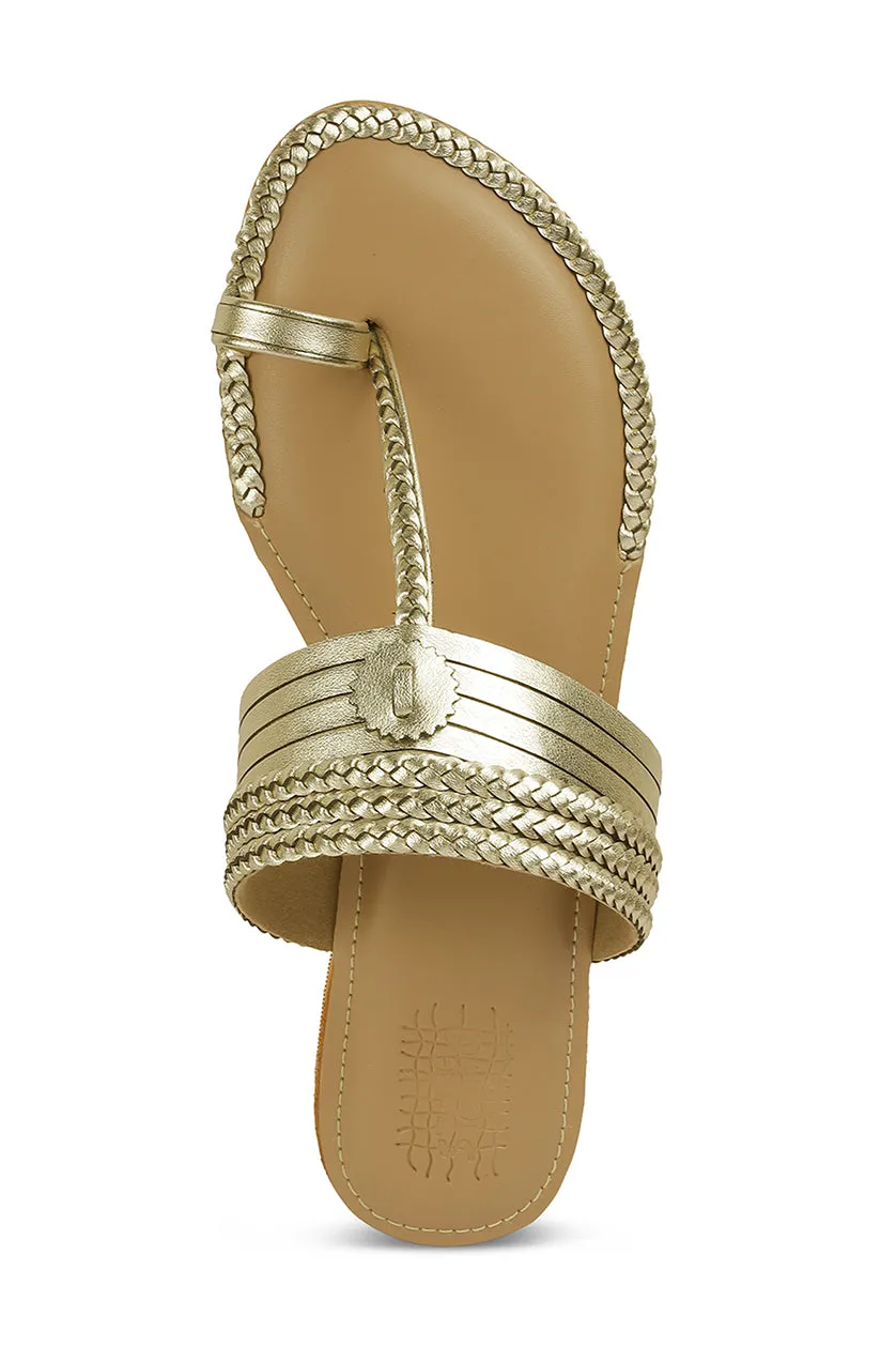 Strip Braid K Flats Gold