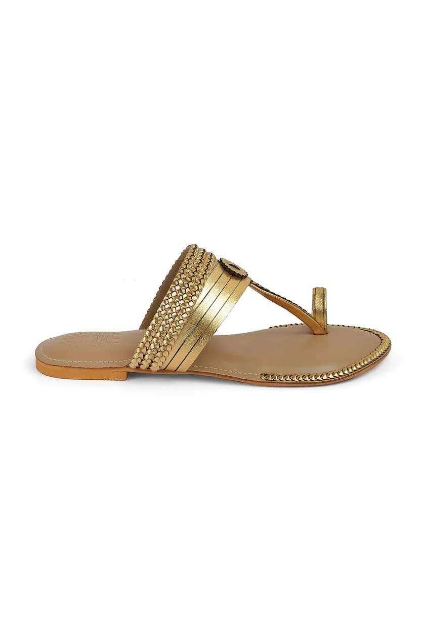 Strip Braid K Flats Gold