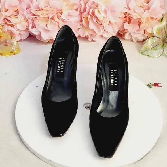 Stuart Weitzman ‘Anna’ Black Peau Block Heel Size: 5B