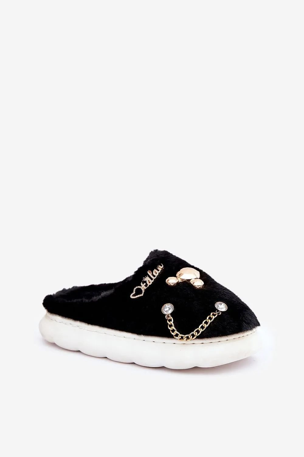 Stylish fashionable fur slippers
