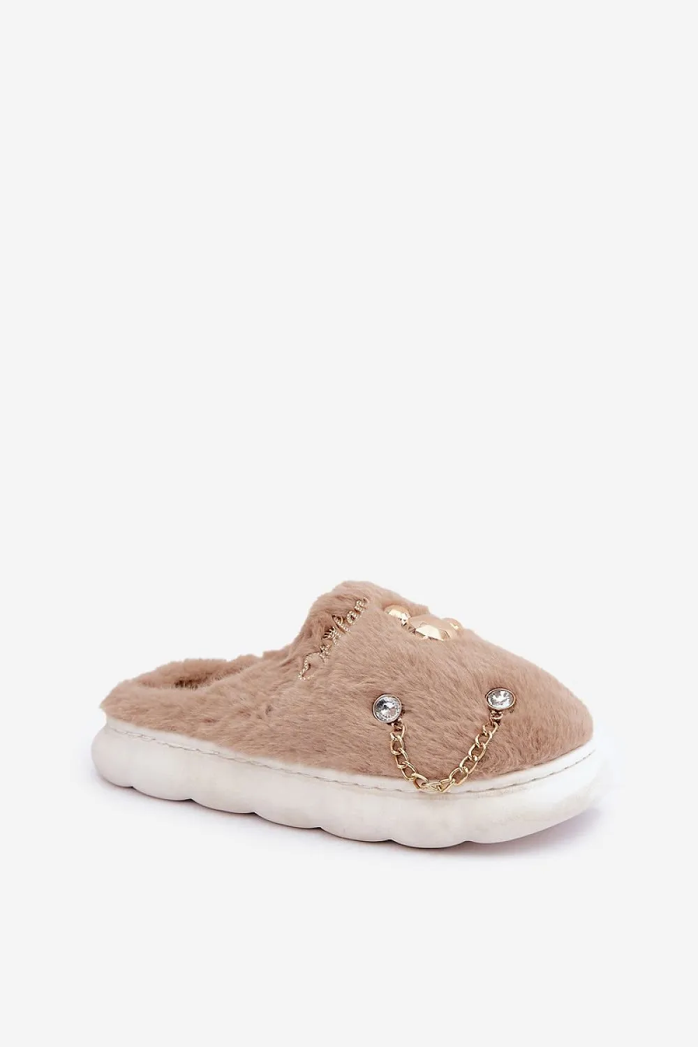 Stylish fashionable fur slippers