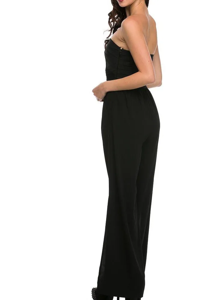 Sweetheart  Bandage Bodice Jumpsuit w/ Pockets