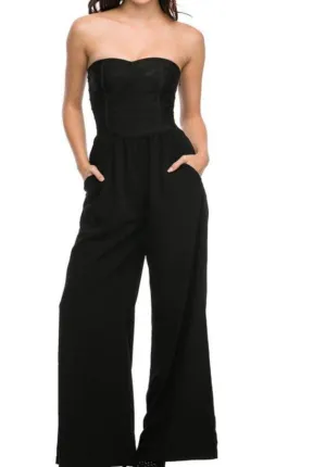 Sweetheart  Bandage Bodice Jumpsuit w/ Pockets